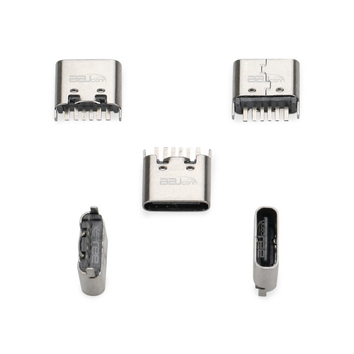 TYPE-C 6PIN  母座立式插板H=6.8-腳長1.5--（UC.01.13-1B-0001）