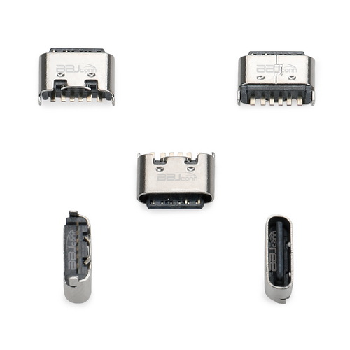 TYPE-C 6PIN 母座立式短體插板H=5.0---(UC.01.13-1B-0003)_調整大小